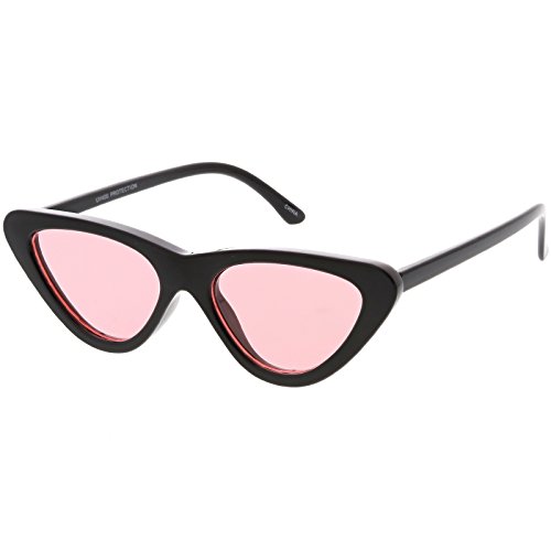 Image of zeroUV Women's Small Thick Neutral Colored Flat Lens Cat Eye Sunglasses 51mm