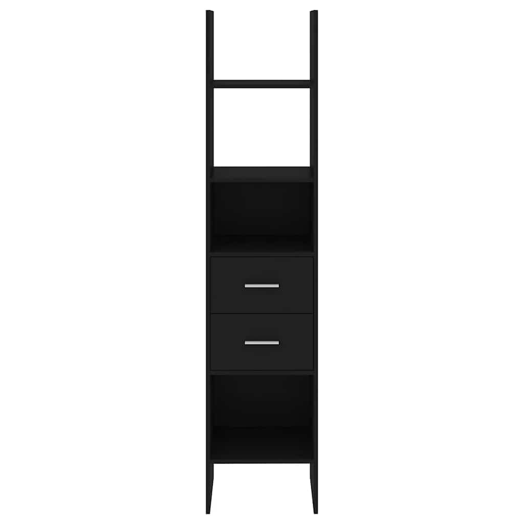 Générique Bücherregal, 40 x 35 x 180 cm, Holz, Schwarz | 4 geräumige Fächer, 2 Schubladen, Bücher- und Zeitschriftenaufbewahrung, einfache Reinigung mit feuchtem Tuch