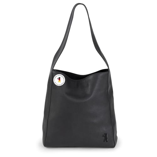 Berliner Bags Premium Hobo Bag Atlanta, Groß Shopper Tasche aus Leder, Tote, Schultertasche für Damen - Schwarz
