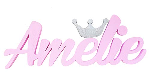 Niña Nombre con una corona de plata puerta placas, Amelie, bautizo regalos, Valerie, personalizable para puerta Signs, guardería Decors, regalos, Navidad regalos personalizados, Mia Studio, Póngase en contacto con el vendedor a través de Amazon mensaje para proporcionar el nombre y el color