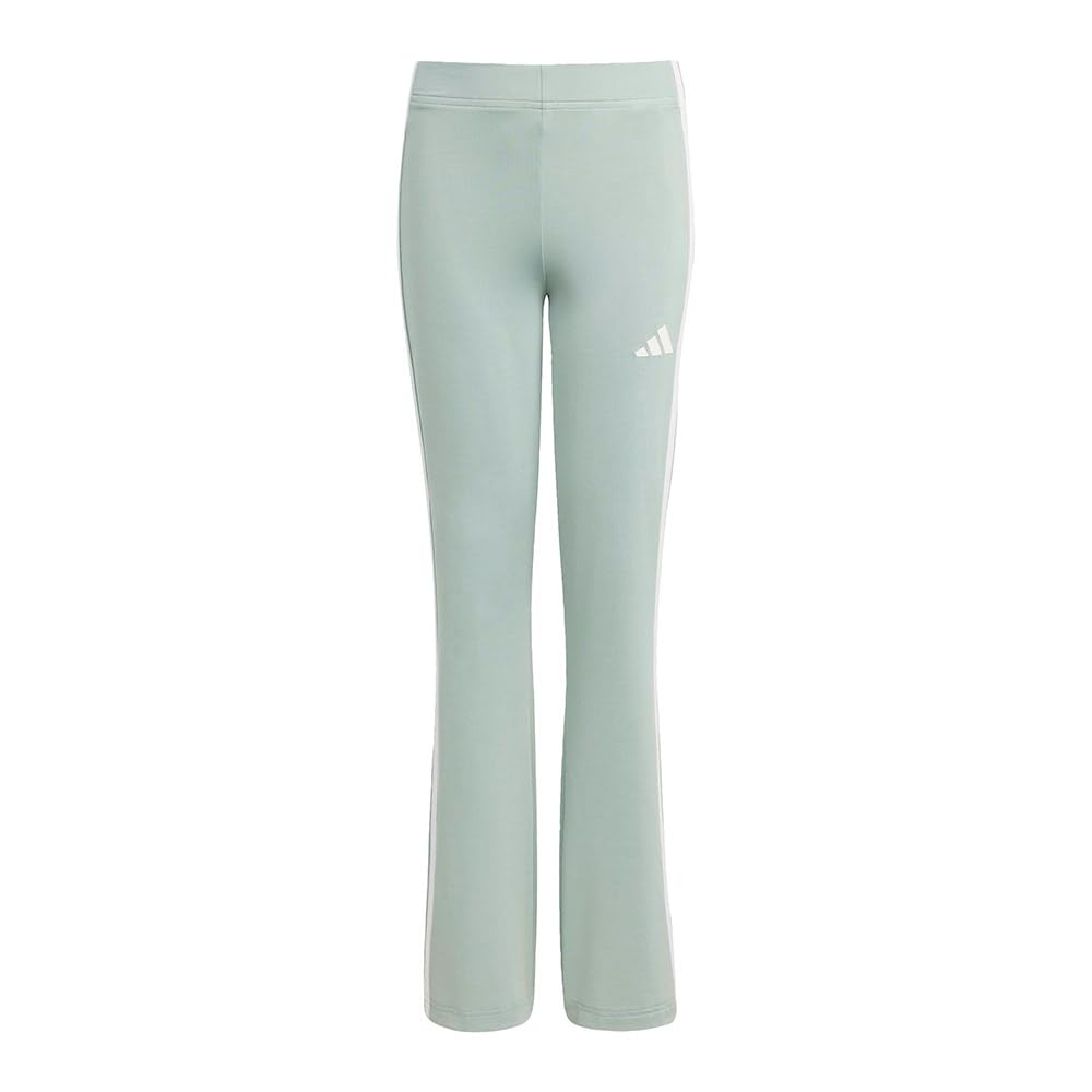 adidas Girl's TRAIN ESSENTIALS 3-STRIPES FLARED LEGGINGS, Wonder Sage/white, 7-8 Years