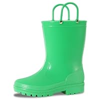 WILLPORT Toddler Rain Boots,Waterproof Kids Rain Boots with Easy-on Handles for Boys and Girls,Green Spring,7 Toddler