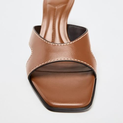 Women’s Clear Strap Chic Heeled Mules Transparent PVC Slip-on Sandals Party Dress Evening Nude Kitten Heels2