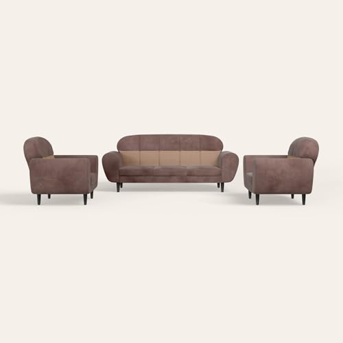 Image of GODREJ INTERIO Bobbin VLX 5-Seater Fabric Sofa Set (3 Seater + 1 Seater + 1 Seater), 3-Year Warranty, Choco