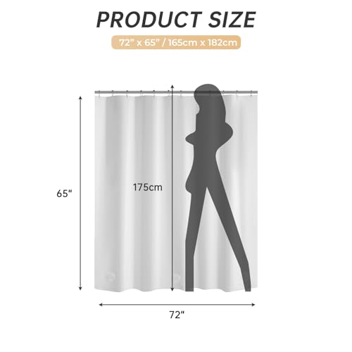 AmazerBath Plastic Shower Curtain, 72 x 65 Inches PEVA Heavy Duty White Shower Curtain, Waterproof Heavy Weight Thick Bathroom Curtain with 3 Big Clear Weighted Stones and 12 Rustproof Grommets