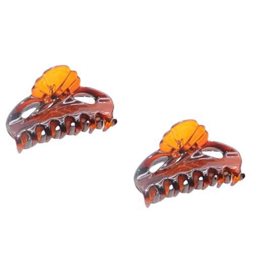 Pince à cheveux coquelicot Parcelona - Petite pince crabe écaille tortue pour femme - Lot de 2 élastiques
