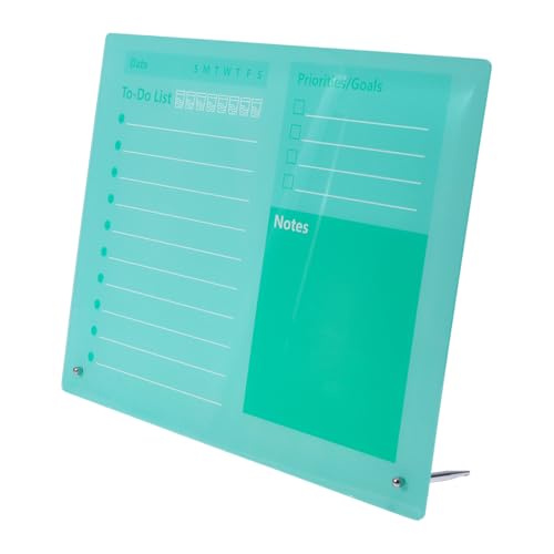 Pizarra blanca de acrílico verde con soporte para solucionar el desorden de tareas