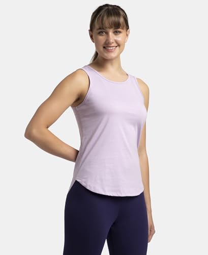 Image of Jockey AW77 Women Super Combed Cotton Rich Solid Curved Hem Styled Tank Top