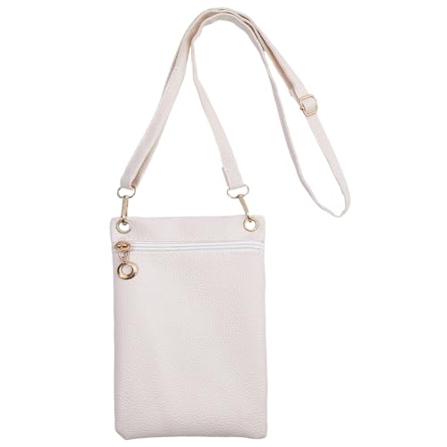 Image of CALFOVERA Cell Phone Crossbody Bag 19 x 12.5cm Small PU Leather Phone Case Wallet Mini Cellphone Shoulder Purse Handbag Pouch with Adjustable Strap for Women Ladies Travel Shopping(White)