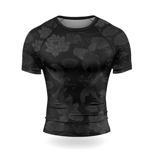 Koi Fish Performance Rash Guard – Men’s Short Sleeve Compression Shirt for BJJ, MMA, Martial Arts2