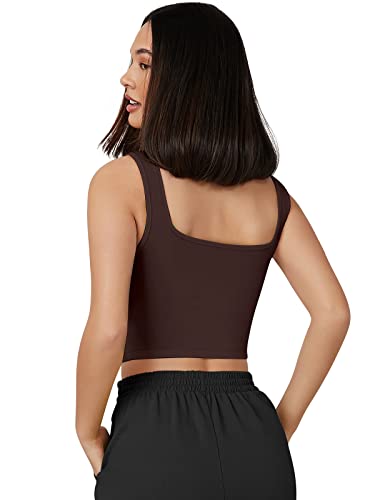 Image of Women's & Girls' Solid Polyester Rib-Knit Square Neck Tank Tops