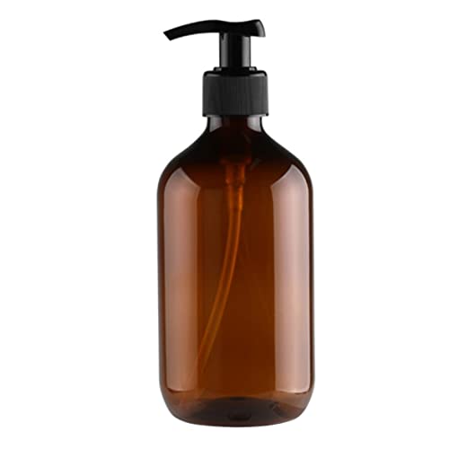 StibZeup Leere Pumpenflasche nachfüllbare Lotion Shampoo Flüssigkeitsspender Duschgelbehälter, 300 ml braun Cover