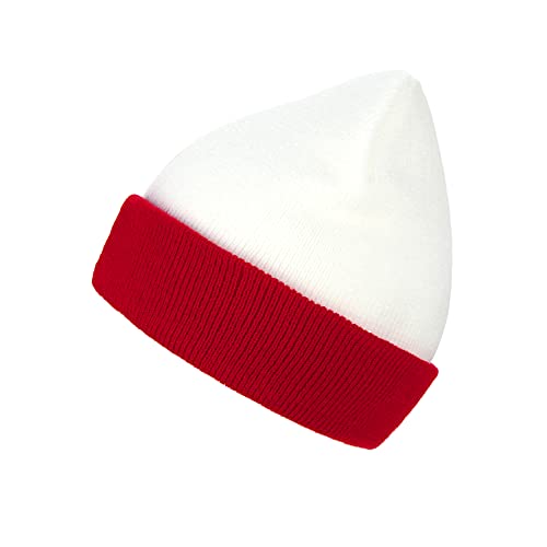 Durio Christmas Beanie For Men Soft Knit Beanie Hats For Men Women Unisex Winter Warm Beanie Mens Skullies & Beanies 01 White With Red #TOP29