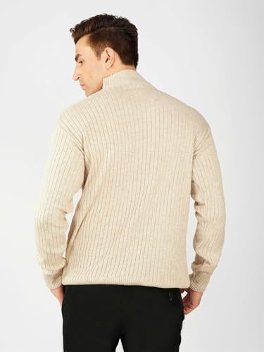 Image of LOQUE Men's Wool Blend Selection Sweater Half Zip High Neck Pullover Warm Casual Winter Wear for Office and Travel