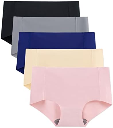 Buankoxy Womens Seamless Underwear Ladies Hipster Breathable Stretch No Show Panties 5 Pack