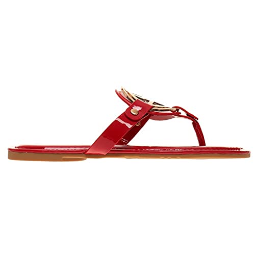 Image of Pierre Dumas Women's Medallion Vegan Slide Thong Flip Flop Flat Sandal