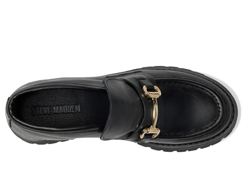 Steve Madden Women's Leon Ankle Boot, Black Leather, 5.5