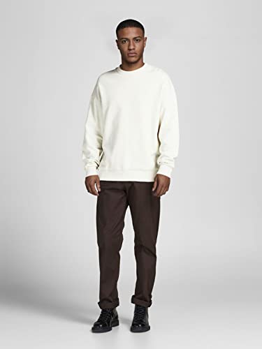 JACK & JONES Herren JJEHOLMEN Sweat Crew Neck, Langarm Pullover, White/REG FIT, L