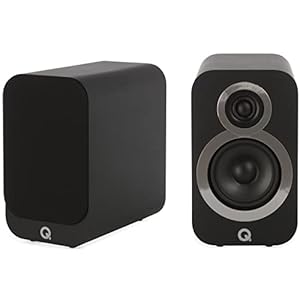 Q Acoustics 3010i Compact Bookshelf Speakers Pair Carbon Black – 2-Way Reflex Enclosure Type, 4″ Bass Driver, 0.9″ Tweeter – Stereo Speakers/Passive Speakers for Home Theater Sound System