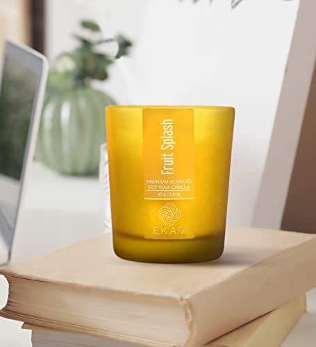 Image of EKAM Fruit Splash Votive Soy Wax Scented Candle, 40 Grams, 10 Hours Burn Time| Long Lasting Premium Candles | Ideal for Home Decor | Gifting & Aromatherapy