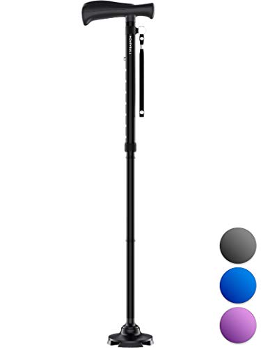 HoneyBull Walking Cane for Men & Women | Free Standing, Foldable, Pivot Tip