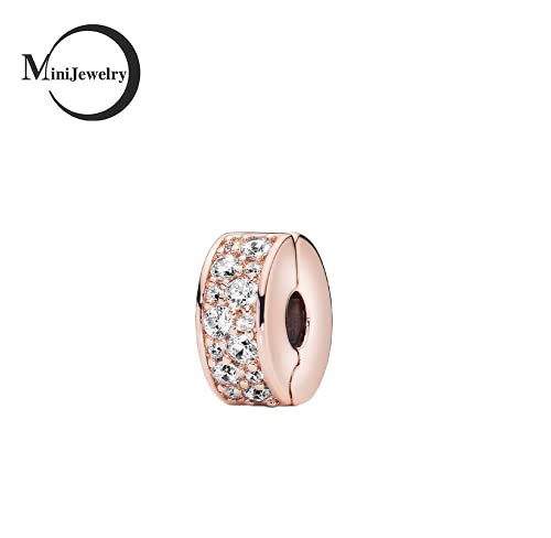Minijewelry Shining Elegance Rose Gold Path Clip Spacer Charm Fits Pandora Moments Bracelets Women Birthday Anniversary Love thumb #1