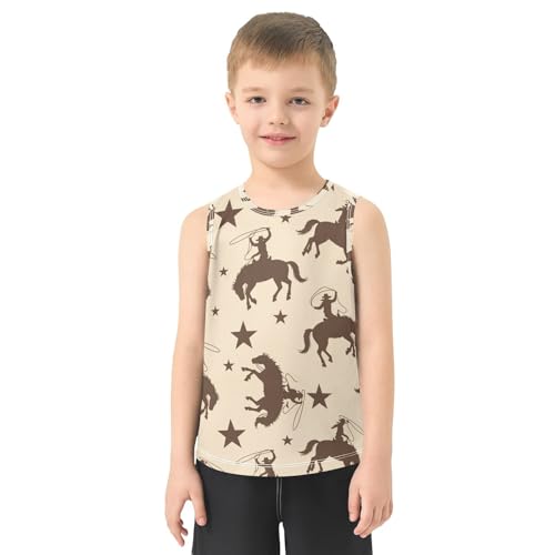 J JOYSAY Western Cowboy Horse Star Boys Tank Top Sleeveless Muscle Shirts Quick Dry Sport Workout Active Kids T-Shirts 3-15T2