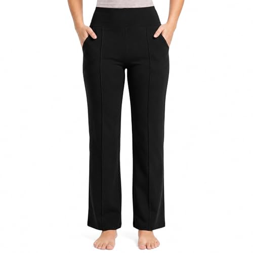 Image of NINQ Women High Waist Flare Pants Lite Regular | Smart Casual Korean Trouser for Office Wear, Gym, Sports, Travel & Daily Styling