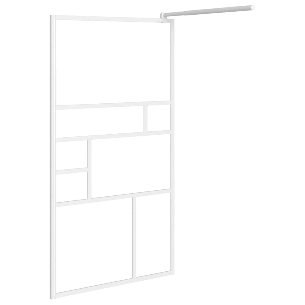 Parete doccia walk-in, 90 x 195 cm, vetro di sicurezza ESG, con telaio in alluminio, profilo regolabile e asta di supporto, parete in vetro trasparente, paraspruzzi per bagno, facile montaggio