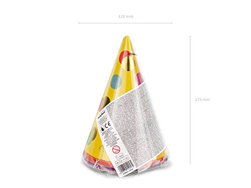 PartyDeco Hütchen Dots Mix 16cm 6 Stk. Geburtstagsfeier Geburtstagshüte Happy Birthday Party Dekoration