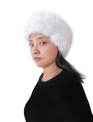 Lina & Lily Women's Winter Headband Head Ear Warmer Long Pile Faux Fur (White) - Image 3