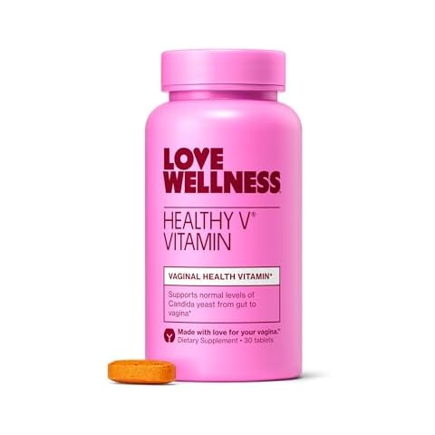 Love Wellness Healthy V Vitamin | Women's Vaginal Health Supplement | pH Balance, Gut Health & Immune Support Supplement | Balance of Candida Yeast with Turmeric, Garlic & Coconut Oil | 30 Count Cover