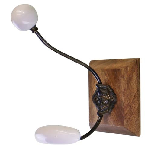 Image of Sifcon International plc Vintage Double Metal Hook On Wooden Base