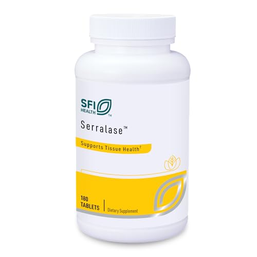 Klaire Labs SFI Health Serralase - Vegetarian Proteolytic Enzyme Blend with Serratia Peptidase & Bromelain for Digestion, Sourced from Papaya & Pineapple, Hypoallergenic (180 Enteric Coated Tablets)