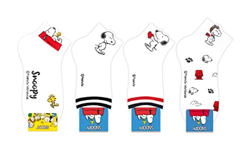 Kikiya Socks White Color Snoopy Character 4 Pairs Short Crew Socks For Women For Girls #TOP1