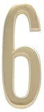 Hillman 843356 Distinctions Address Plaque Number 6 Six Self Adhesive Sign, Brushed Brass Metal, 4x3