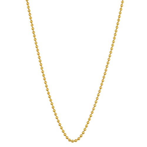Kooljewelry 14k Yellow Gold 1 mm Shiny Bead Ball Chain Necklace