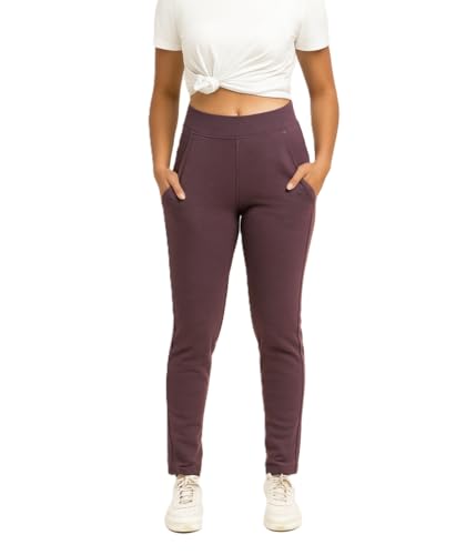 Image of EcoLove Women's Black Ribbed Knit Pants, High-Waisted, Tapered Fit