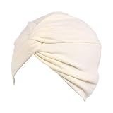 Chemo Sleep Turban Headwear Scarf Beanie Cap Hat for Cancer Patient Hair Loss (Beige)