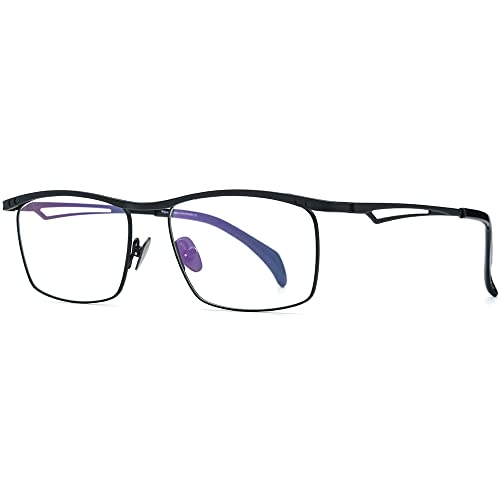 Image of FONEX Pure Titanium Glasses Frame Men Square Magnet Clip On Eyeglasses with Polarized Lens