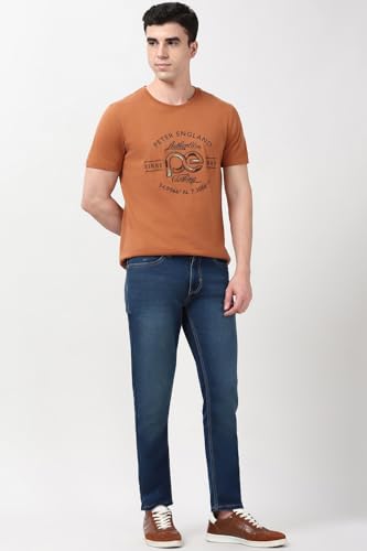 Image of Peter England Men's Slim Tapered Jeans | Denim | Premium | Modern Fit