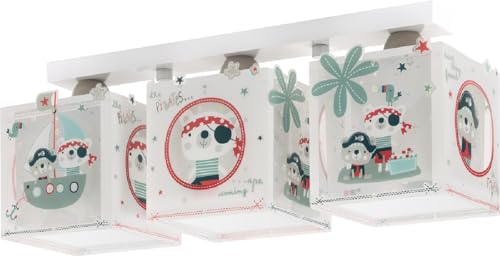 Dalber Kinderlampe Deckenleuchte, Kinderzimmer Deckenlampe 3 Lichter Tiere Piraten The Pirates, 50 x 14 x 20.5 cm