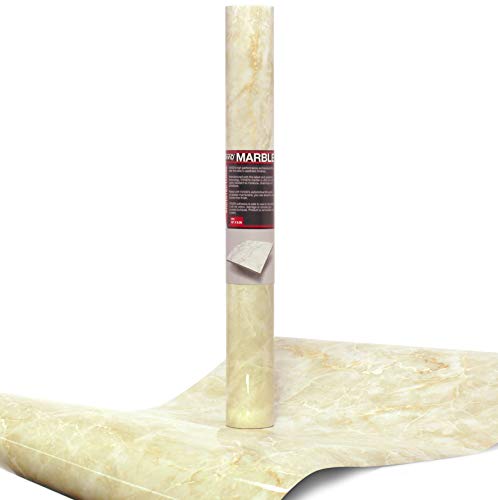 Vinyle marbre brillant beige 40cm : adhésif déco anti-rayures - 2