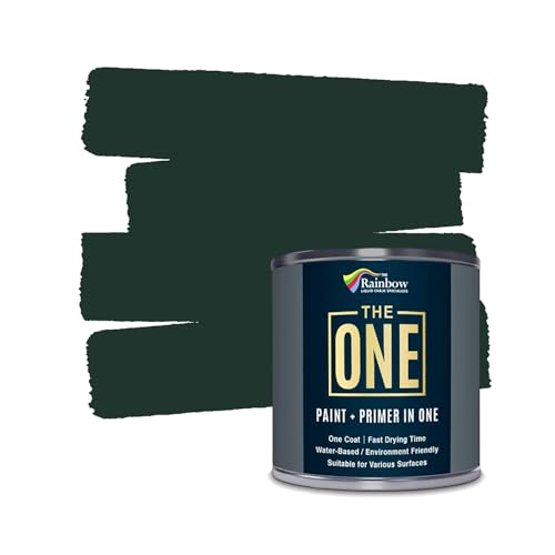 THE ONE All-In-One Paint & Primer - Dark Green Satin, 8.5 Fl Oz/250ml | 1 Coat Formula | Easy Indoor & Outdoor Decorating for Home & Garden Walls, Floors & Furniture | Water-Based & Low VOC