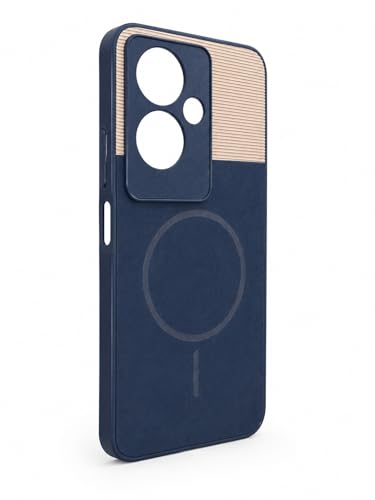 Image of Bintage Mac Safe Design Hard Slim Back Case | Soft Border Camera Protect | Dual PU Leather Finish Back Cover Compatible for Oppo A79 5G - Royal Blue
