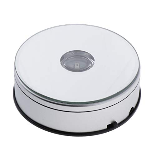 Preisvergleich Produktbild Elektrischer Drehteller mit LED Beleuchtung, Rotierenden Schmuckständer Halter, 360° drehbar Präsentierteller, Display Drehständer - Weiß