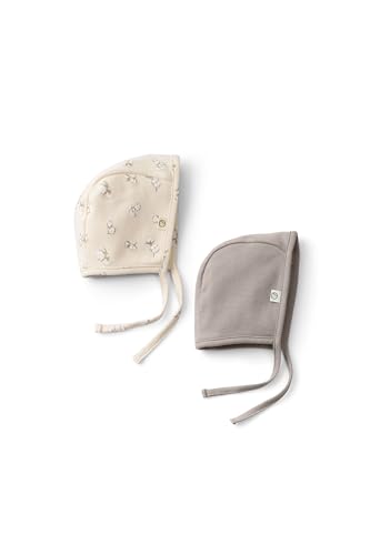 LITTLE GUSTO Cuffia per neonati in cotone biologico, con paraorecchie, 0-12 mesi, confezione da 2, Cotone, 6-12 Mesi