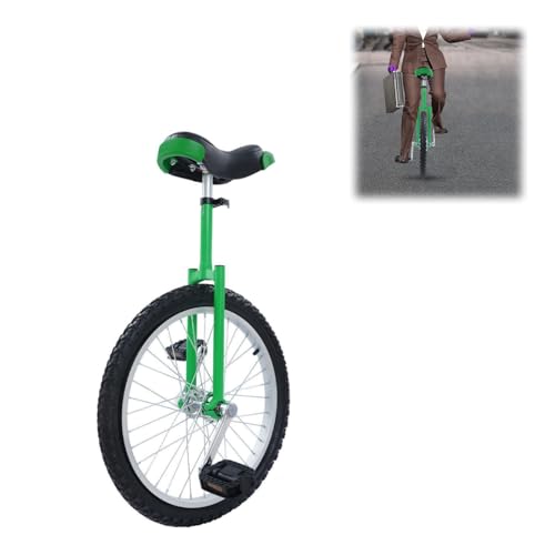 HUOMMGS Einrad 20 Zoll Gleichgewichtstrainingeinrad für 1,55–1,75m Kinder & Erwachsen Höhenverstellbar Einrad mit Ergonomischer Sattel Upgrade Einrads für Anfänger und Profis Unisex (Grün)