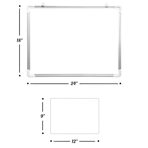 Dry Erase White Board with Lap Board: Hanging Writing, Drawing & Planning Large Whiteboard for Cubicle & Wall | 24X18 | 5 Magnetic Markers & Eraser | Easy to Clean Lapboard for Kids Office, School