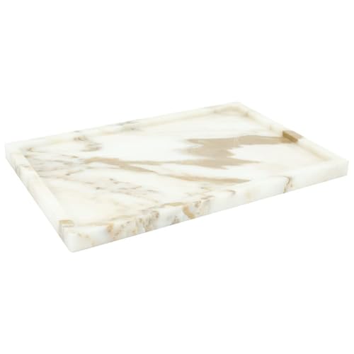 Real Luxurious Natural Marble Vanity Tray Genuine Storage for Home Decor Stone Bathroom/Kitchen/Vanity/Dresser Non-Resin